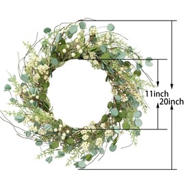 Bibelot 20 inches Red Berry with Pine Cones Wreath Christmas Wreath for Front Door Wreath Artificial Green Leaves Festival Decor Wreath Farmhouse Rustic Winter Home Wall Windows Decor (Red) …