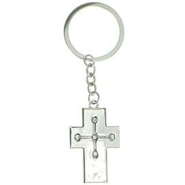 Mi Amore Cross Split-Ring-Keychain Silver-Tone