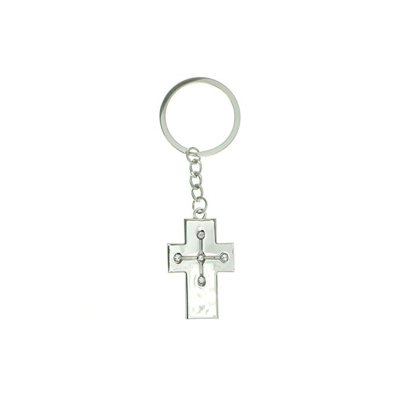 Mi Amore Cross Split-Ring-Keychain Silver-Tone
