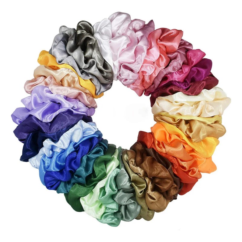 Set De 40 Scrunchies De Satén, Gomas Para El Pelo