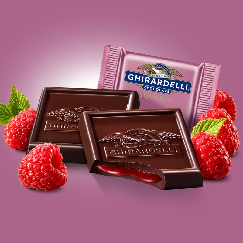 GHIRARDELLI Dark Chocolate Raspberry Squares, 5.32 Oz Bag (Pack of
