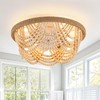 20" Boho Ceiling Fan with Light, Wood Beads Flush Mount