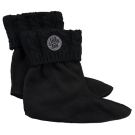 Silky Toes Kids Warm Cozy Fleece Lined Boot Liners With Cable Knit Cuff (Black, Small)