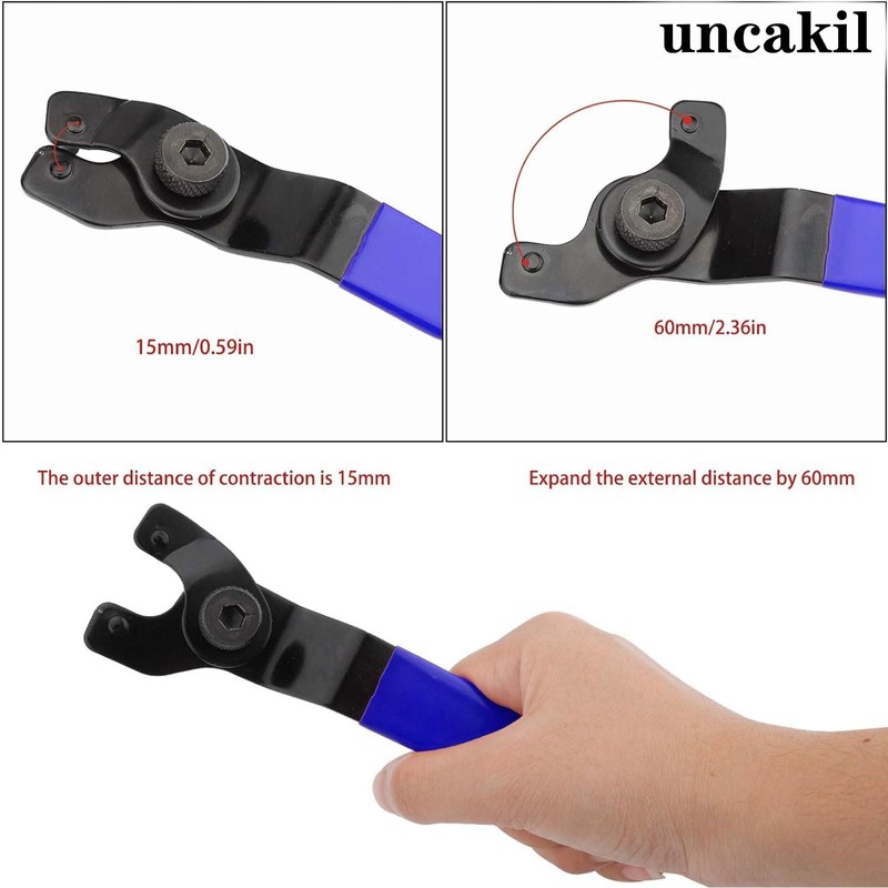 uncakil Adjustable Angle Grinder Spanner Wrench Universal Tool Small Pin