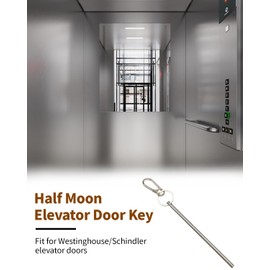 JadeBirch Half Moon Elevator Door Key Fit for Westinghouse Schindler Elevator Doors, Elevator Door Key with a Metal Keyring (2 Pcs)