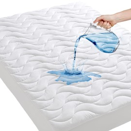 GRT Twin Waterproof Mattress Pad, 100% Waterproof Twin Mattress Protector with Dual-Layers Protection, Noiseless Quilted Fitted Mattress Cover Fits up to 8"-26" Deep