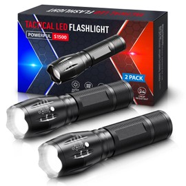 Tactical Flashlights 2 Pack, Zoomable Bright LED Torch High Lumens with 5 Modes, Waterproof Small Torch Light for Camping Essential, Camping Emergency Hiking Torch Flashlight