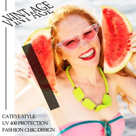 Joopin Cat's Eye Sunglasses Women's Retro and 90s Women's Sunglasses Polarised Cat Eye UV400 Protection Classic Vintage Triangle Party Glasses, A08-Pale Pink (Pink Lenses)