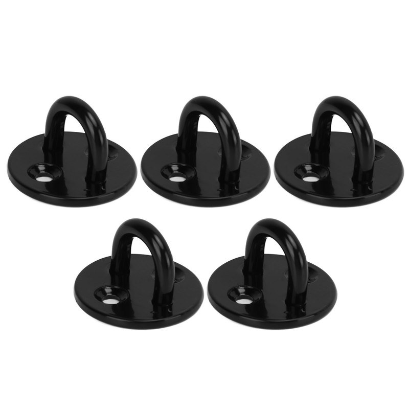 5Pcs Eye Plate Thickened Black Stainless Steel Enhanced Load Bearing