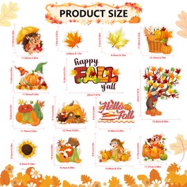 PHOGARY Fall Cruise Door Decorations Magnetic, 14pcs Autumn Cruise Magnets for Door Decoration, Fall Pumpkin Maple Leaf Magnets for Metal Doors Car Refrigerator Thanksgiving Carnival Ship Decor