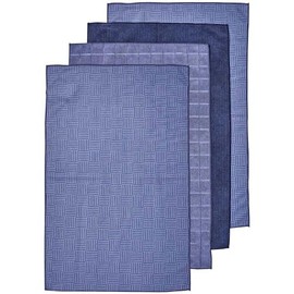 Ladelle Microfibre Kitchen Tea Towels Blue Dish Cloths Set 4