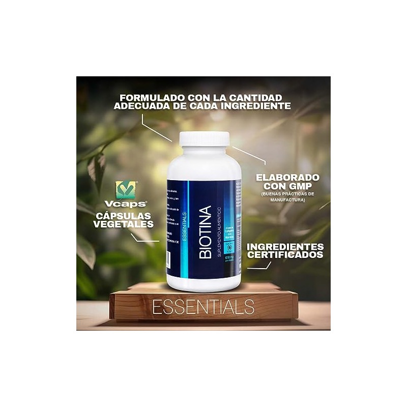 NLS ESSENTIALS | BIOTINA | 90 cápsulas | 300mcg de