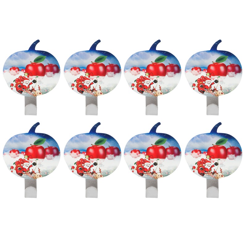 8Pcs Apple Shape PunchFree Hook WallMounted Sticking Hook Kitchen Bathroom