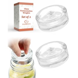 Elementi Fermentation Weight Set of 2 – Easy Grip Glass Weights for Fermenting, Perfect Pickling & Canning Weights for Wide Mouth Mason Jars, Durable Soda-Lime Glass for Sauerkraut, Kimchi & More