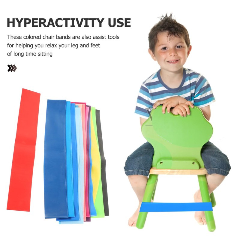 TEHAUX 15pcs Elastic Bands for Classroom Chair Bands Colored Chair