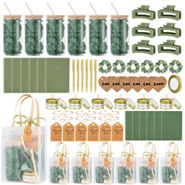 68Pcs Baby Shower Prizes for Game Winners Gifts Wedding Bridal Shower Gifts Including Glass Cans Notebooks Soy Candles Hair Clips for Baby Shower Wedding Bridal Shower Game Prizes (6, Green)