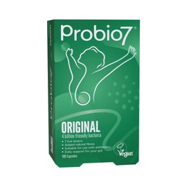 Probio7 Original | Vegan Approved | 7 Live Strains | 4 Billion CFU + 2 Types of Natural Fibre | Digestive Health Supplement (100 Capsules)