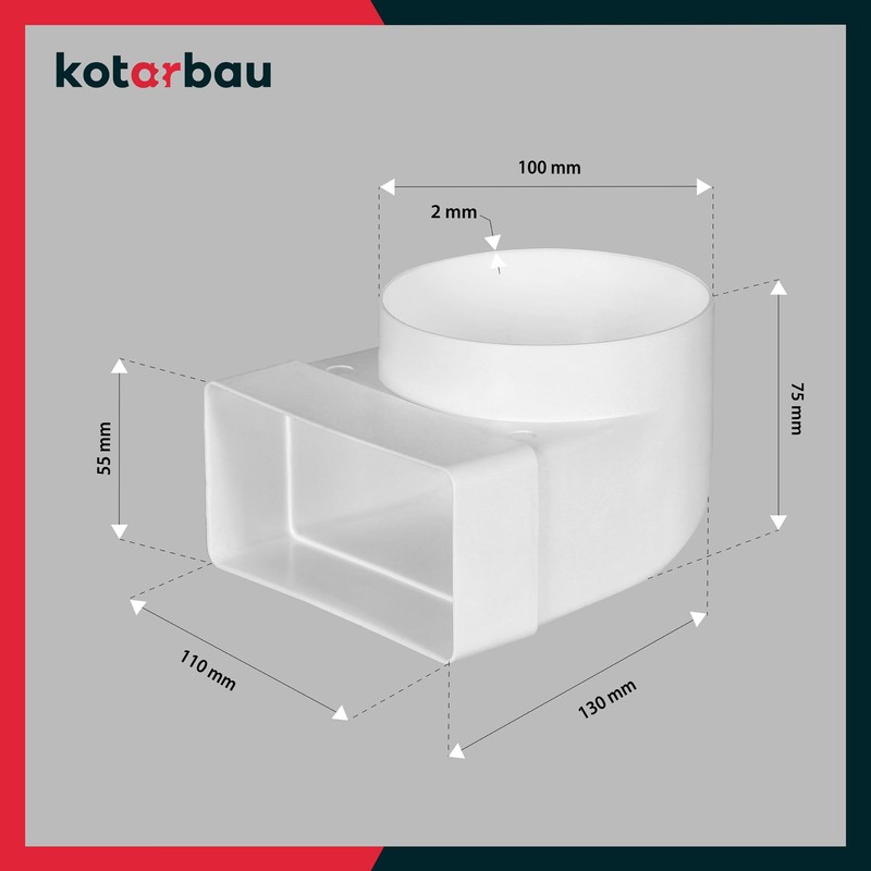 KOTARBAU® Deflection Piece 90° for Ventilation Duct 110 x 55