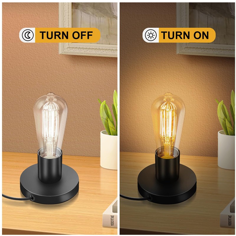 Polished Metal Desktop Lamp Base, E26/E27 Edison Screw Light Bulb