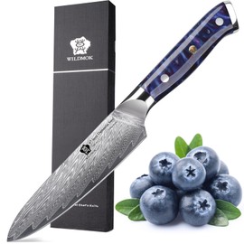 WILDMOK Kitchen Utility Knife, 5 Inch Damascus Japan VG-10 Steel Kitchen Utility Knife, Sharp Kitchen Cooking Knife, Ergonomic Color resin handle Luxury Gift Box