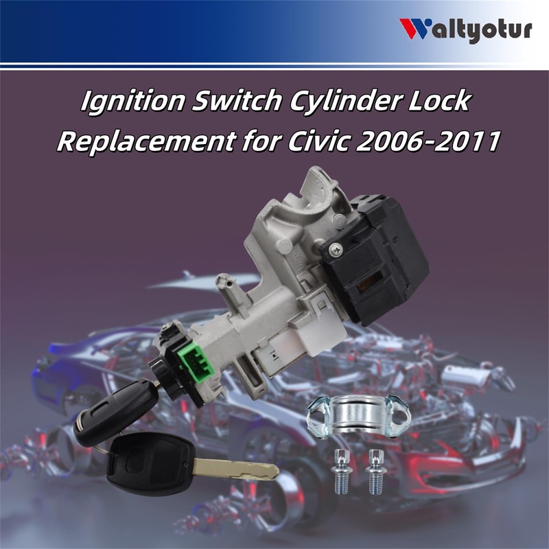 waltyotur Ignition Switch Cylinder Lock Auto Trans 2 Key Replacement