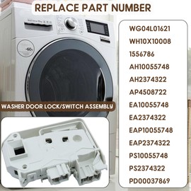WH10X10008 Washer Door Lock Replacement WG04L01621 Switch Assembly Fits for GE Washing Machines WCVH4800K0WW WCVH4800K1WW WCVH4800K2WW WCVH4815K0MS(Replace#1556786 AP4508722 PS2374322 EAP2374322)