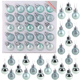 Christmas Concepts® Pack of 25 - 25mm Mini Christmas Tree Baubles - Shiny, Matte & Glitter Decorated Baubles (Mint Green)