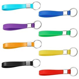 JOYVOX 8PCS Key Rings with Tags, Multi-Pack Key Fob Key Rings with Tags, Key Lanyards, Wristlet Keychains, Silicon Key Ring Loops, Heavy-Duty, for Car Keys, Identification