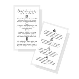 Lashicorn Chiropractic Adjustment Aftercare Cards | 50 Pack | 2x3.5” in Business Card | Succulent Care Cards | Chiropractic Supplies | White Card Design