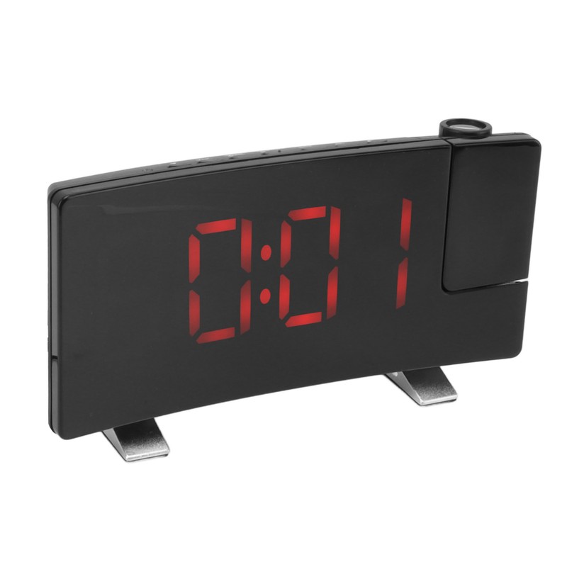 Radio Projection Alarm Clock LED Display Electronic Clock Curved Screen