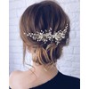 Wedity Bridal Headband Rhinestone Silver Wedding Flower Hair Vine Leaf