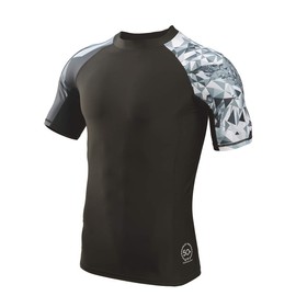 Men's Splice UV Sun Protection UPF 50+ Skins Rash Guard Short Sleeves(Eagle,M)