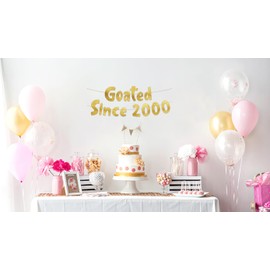 Goated Since 2000 Gold Glitter Banner - 25th Birthday and Anniversary Party Decorations
