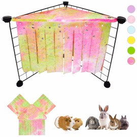 VOZRELS Guinea Pig Hideout, Cute Guinea Pig Corner Fleece Forest Hideaway 3-Side Curtain, Rabbit Hammock Toy and House Bed for Bunny, Ferret, Chinchilla and Small Animal Cage Accessories (Multicolor)