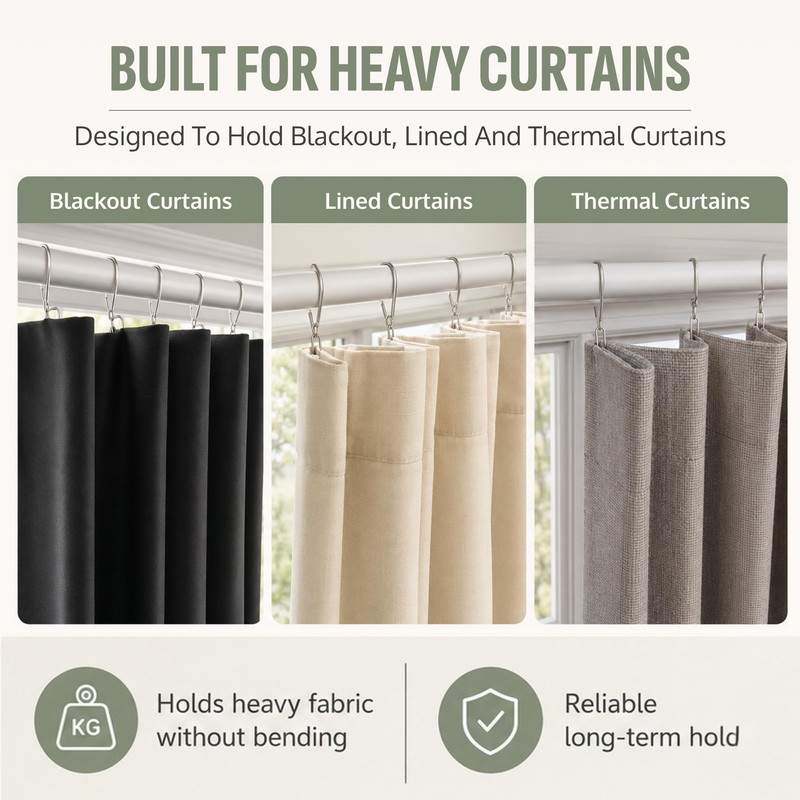 Curtain Hooks - Heavy Duty Metal Pin Hooks, 50 Pack