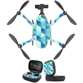 MightySkins Skin Compatible with GoPro Karma Drone Headphones wrap Cover Sticker Skins Blue Kaleidoscope
