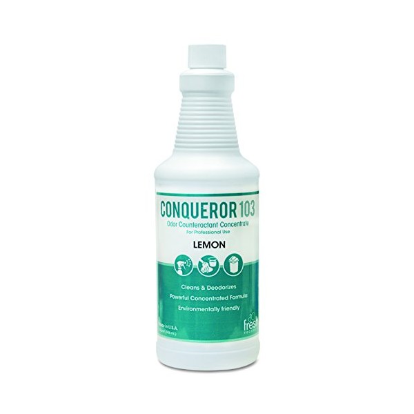 Fresh Products 1232WBLECT Conqueror 103 Odor Counteractant Concentrate, Lemon, 32oz Bottle (Case of 12)