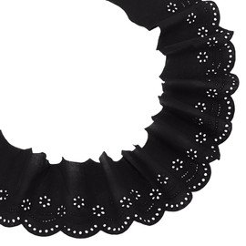 MAYJOYDIY 4.6m Black Eyelet Lace Trim 10cm Cotton Lace Trim Ribbon Floral Embroidery Ruffle Lace Trim Wavy Edge Floral Trimming Fabric for DIY Crafts Sewing Gift Wrapping Home Decor