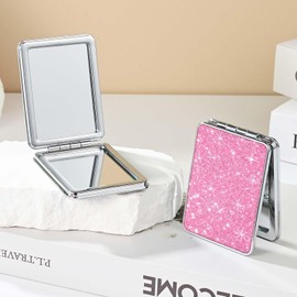 dcdcee Pocket Mirror, Small Travel Mirror with Magnification, Portable Double-Sided Magnifying Cosmetic Mirror for Daily (Glitter - 1)
