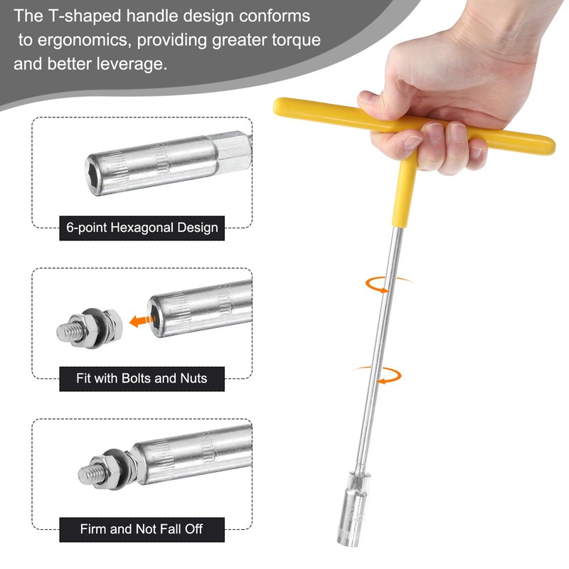 sourcing map T-Handle Metric Socket Wrench 11mm High Carbon Steel