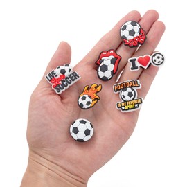 MelleFlarynsun Soccer Shoe Charms Fit for Croc Clog Wristband Bracelet Decoration Sports Football Pins Accessories Shoe Charm for Men Women Kids Teens Birthday Party Favor Gifts