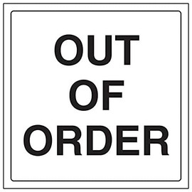 Vsafety 71055AT-S'Out of Order' Sign, Square, 200 mm x 200 mm (Pack of 3)