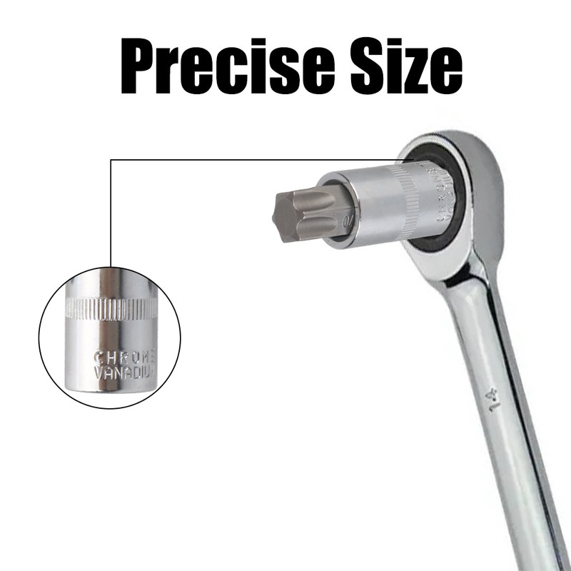 13-Piece Star Bit Socket Set, T8–T70, with 1/4-Inch, 3/8-Inch and
