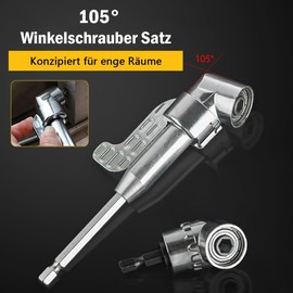 105° Angle Screwdriver Attachment Adapter, Angle Attachment for Cordless Screwdrivers with 1/4 Inch Hex Shank, Angle Gear Cordless Screwdriver, Flexible Angle Screwdriver Attachment for Construction