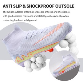 Football Cleats Men, Indoor Outdoor High Top Soccer Shoes Lightweight Shock Resistant Training Boots Breathable Professional Turf Shoes Sport Athletic Ground Football Boots FG Soccer Cleats for Men