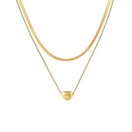 JJDreams Multilayer Halskette Herz Anhänger Damen Frauen Necklace Verstellbare Kette Boho Schmuck Ketten Geschenke für Muttertag Geburtstag Weihnachten,Gold