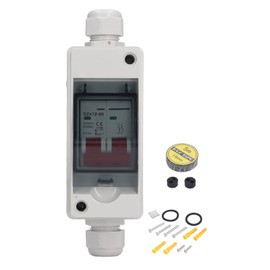 PV Solar Disconnect Switch, Mini Photovoltaic DC Isolation Switch IP65 Waterproof Plug and Play 500V RV with Transparent Cover (20A)