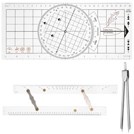 3 Pcs Basic Navigation Set, Including Marine Parallel Ruler, Nautical Protractor, and Navigation Fixed Point Divider, Marine Accessories with Clear Scales for Boat