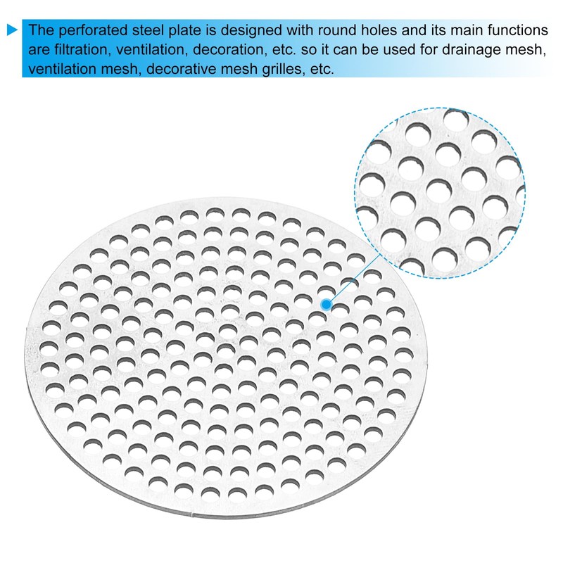 PATIKIL 2" Diameter 304 Stainless Steel Perforated Sheet, 2 Pcs