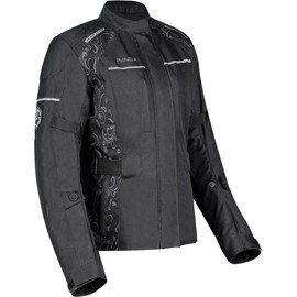 PANDA CYCLE GEAR Motorcycle Jacket Women All Season Waterproof Impact CE Armored for Enduro and Dual Sports Touring Adventure Biker Jacket|Black-XL